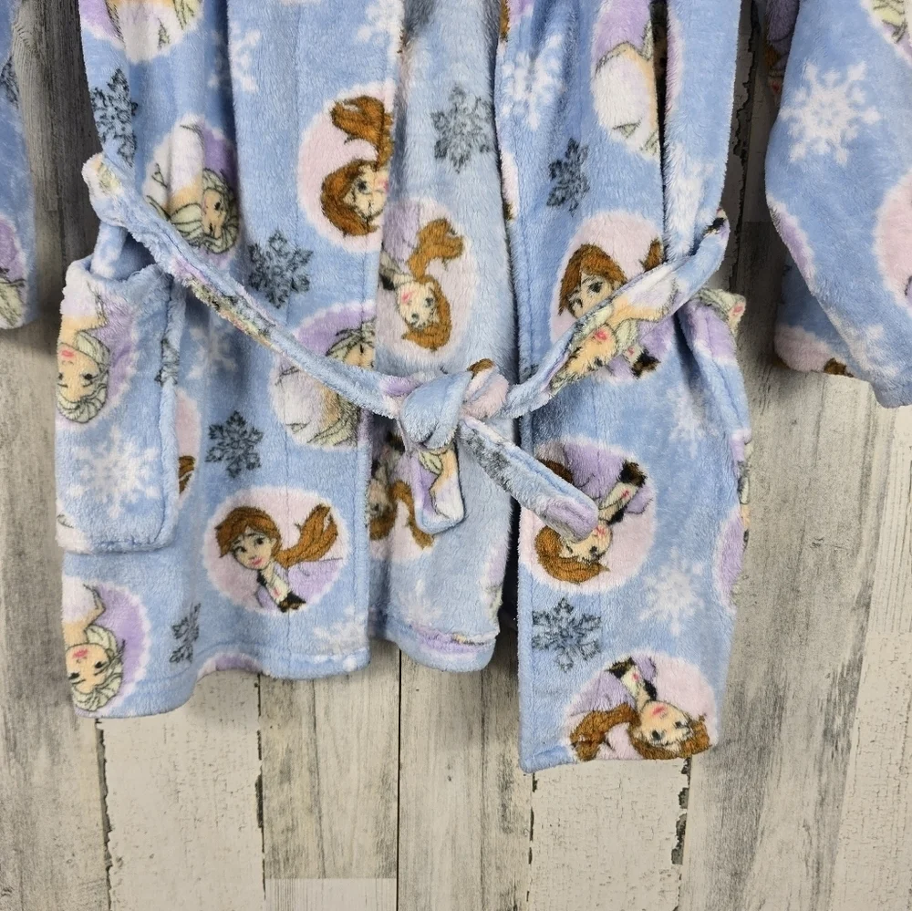Disney frozen blue and white girls bath robe size 6